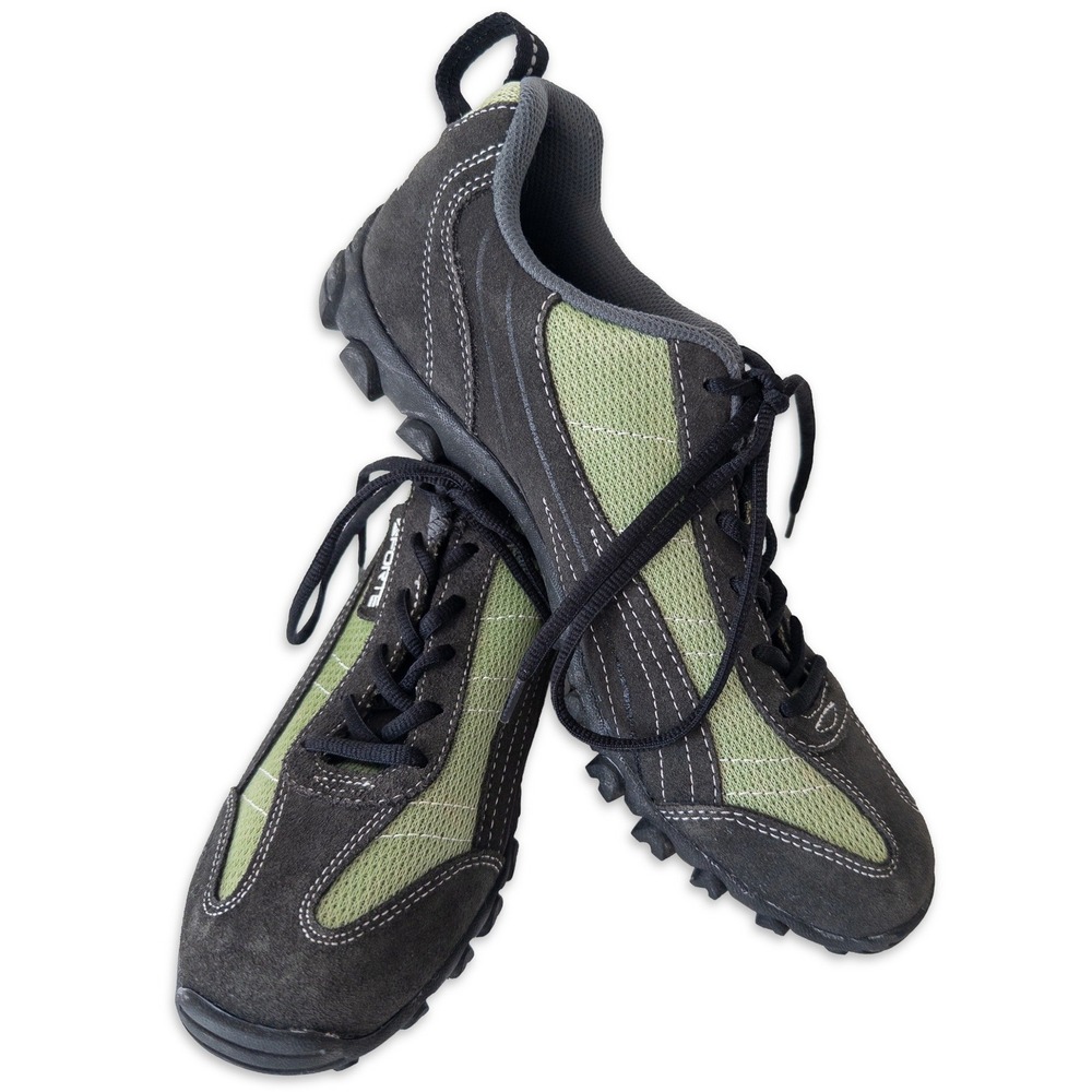 Forte‎ Cycling Shoes Mens 41 (US 8) Green Black Suede Mesh MTB SPD Cleat